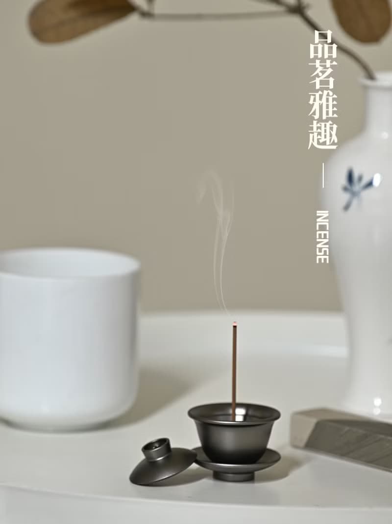 唯詩蓋碗小香立合金香插香座香托家用室內香熏爐創意擺件茶道香爐