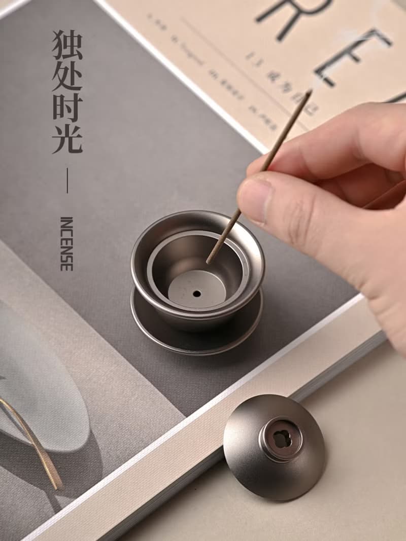 唯詩蓋碗小香立合金香插香座香托家用室內香熏爐創意擺件茶道香爐