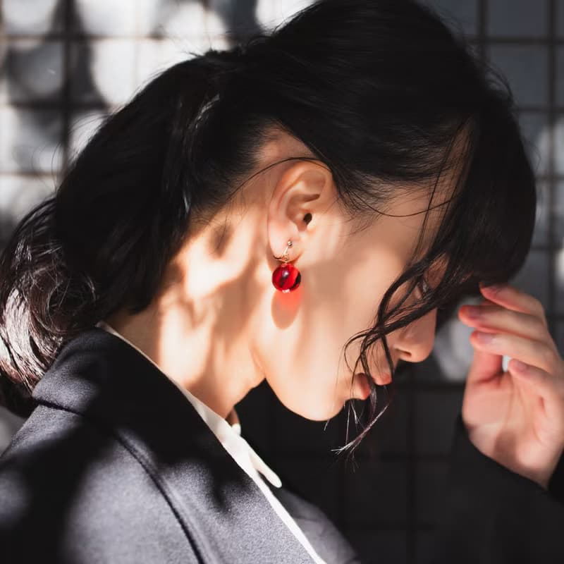 ORBピアス/イヤリング -Red Amber-