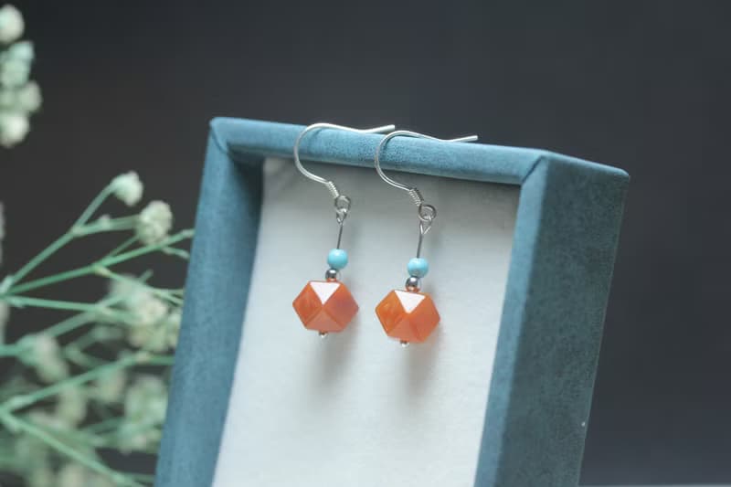 【南紅耳墜】天然南紅瑪瑙 S925銀耳墜 簡約大方耳飾耳環