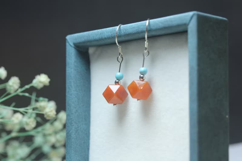 【南紅耳墜】天然南紅瑪瑙 S925銀耳墜 簡約大方耳飾耳環