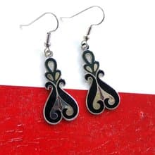 Vintage Jewelry 西洋古董飾品 景泰藍 黑底 流紋 耳勾 針式耳環