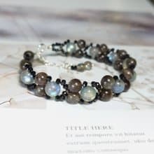 手鍊 拉長石 方柱石 黑尖晶石 琉璃珠 手珠 925銀飾 寶石 編織