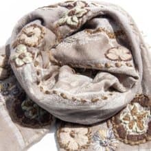 喀什米爾Cashmere/水煮羊毛披肩/針織圍巾/刺繡圍巾/羊絨披巾-花