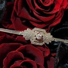 ART DECO裝飾藝術風格鋯石歐美古董純銀胸針【畢業禮物】聖誕禮盒