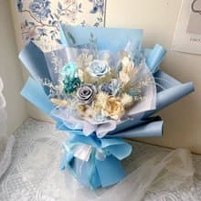 【flower-of-life】冰藍色永生花束 日本永生花 生日 男士花束