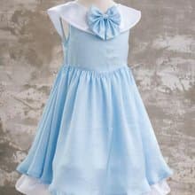 女童藍色公主手作洋裝禮服