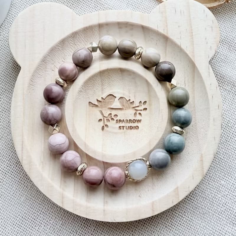 星野煙光手鍊・霧粉阿拉善瑪瑙 × 柔彩原礦珠