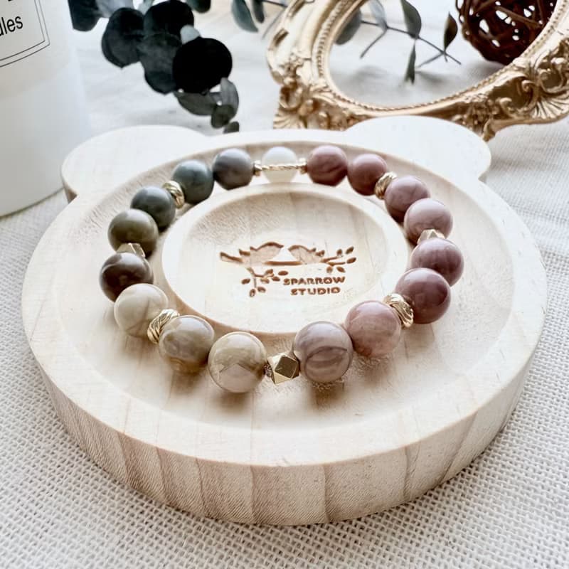 星野煙光手鍊・霧粉阿拉善瑪瑙 × 柔彩原礦珠