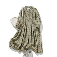 復古花漾燈芯絨連衣裙 純棉舒適  自然文藝 溫柔優雅 250206-1