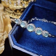 |夢幻晴藍|A貨翡翠冰玻晴藍剛蛋面5.5mm純銀鍍18k手鐲手鏈