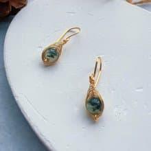 **綠影輕舞** 手作水草瑪瑙耳飾