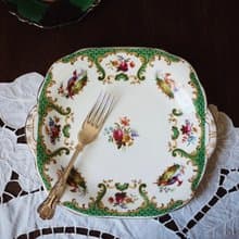 英國古董 Grosvenor China 骨瓷蛋糕碟