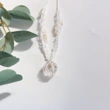 天然石白水晶赫基蒙編織蠟線項鍊