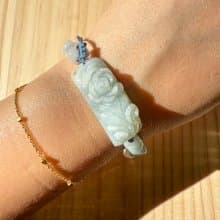 手工編織翡翠手鍊 — 白綠玫瑰