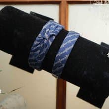 古董領帶改製手工髮箍-Hermès-經典馬鞍扣深藍-蝴蝶結/窄版
