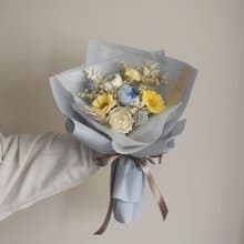 /藍黃乾燥花束/畢業花束 生日 開幕 七夕 情人節 玫瑰 教師節