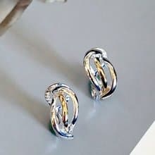 vintage jewelry  TJG 典雅簡約銀色線條 夾式耳環