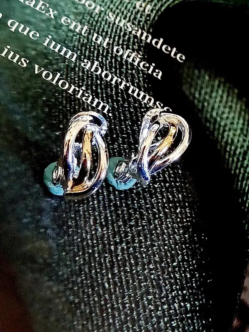 vintage jewelry  TJG 典雅簡約銀色線條 夾式耳環
