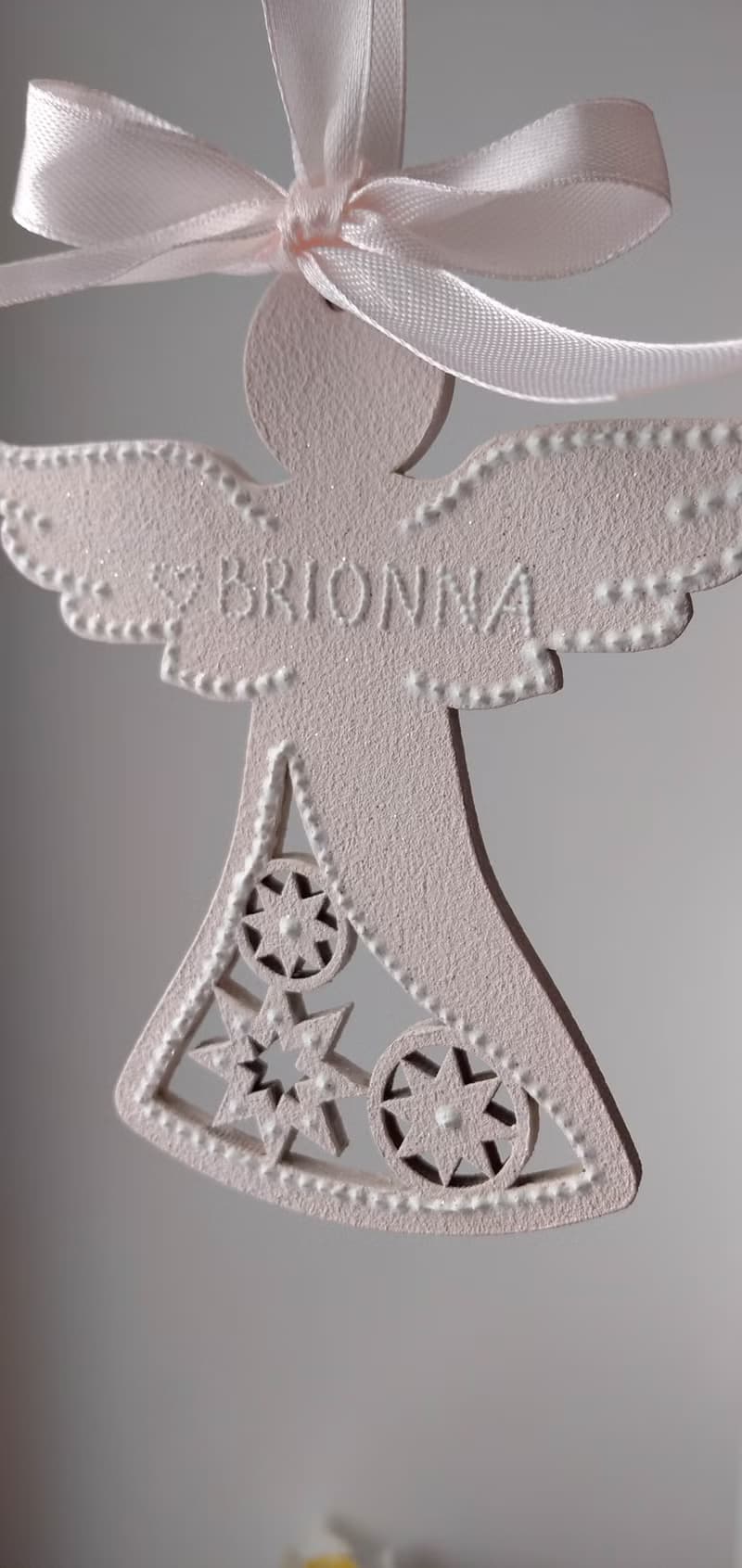Angel ornament in pink color on ribbon Hanging christmas angel Personalized gift