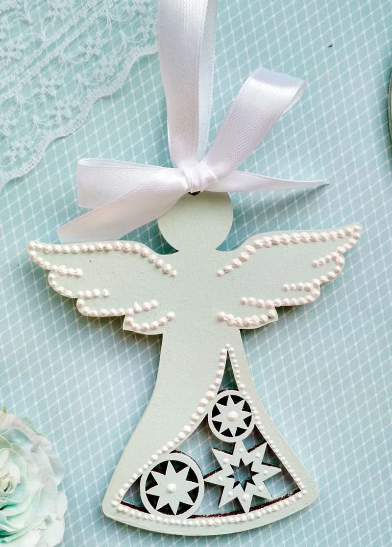 Angel ornament in pink color on ribbon Hanging christmas angel Personalized gift