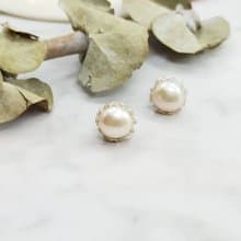 【金屬編織系列】天然10mm珍珠勾勒耳針耳夾耳環
