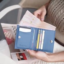 Hannah (Sky) : Small leather short wallet, folded wallet, Mini wallet, Blue