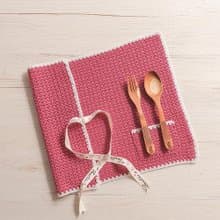 職人手作針織編織餐墊/餐具收納袋/生日禮/環保(不含餐具)-粉桃色/交換禮物
