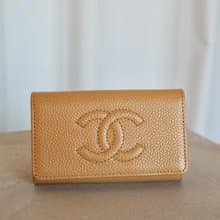 CHANEL シャネル COCO キーケース キャビアスキン レザー キャメル ヴィンテージ