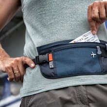 RFID 屏障個資防竊旅行隨身防盜腰包(藍色)