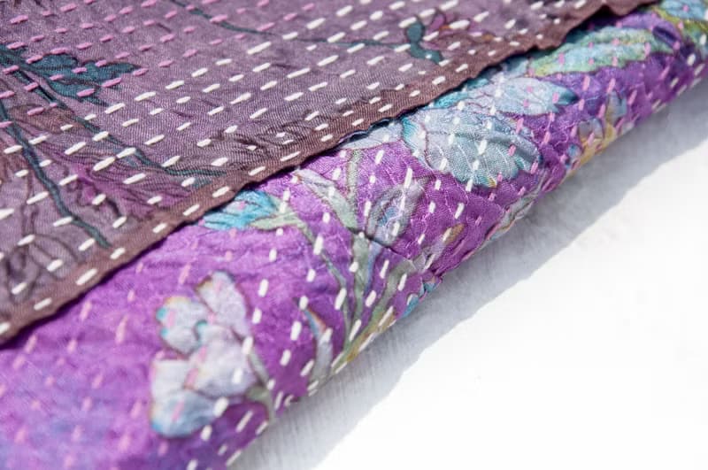 刺繡絲巾/絲綢刺繡圍巾/手縫紗麗線絲巾/印度絲綢刺繡圍巾-漸層花
