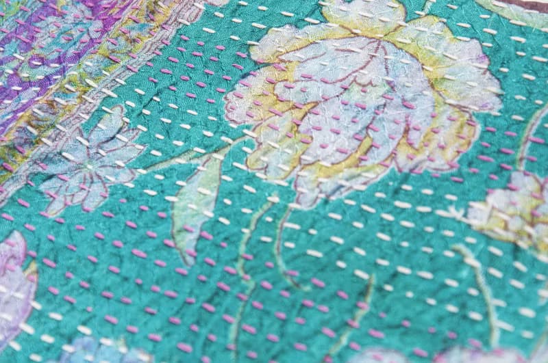 刺繡絲巾/絲綢刺繡圍巾/手縫紗麗線絲巾/印度絲綢刺繡圍巾-漸層花