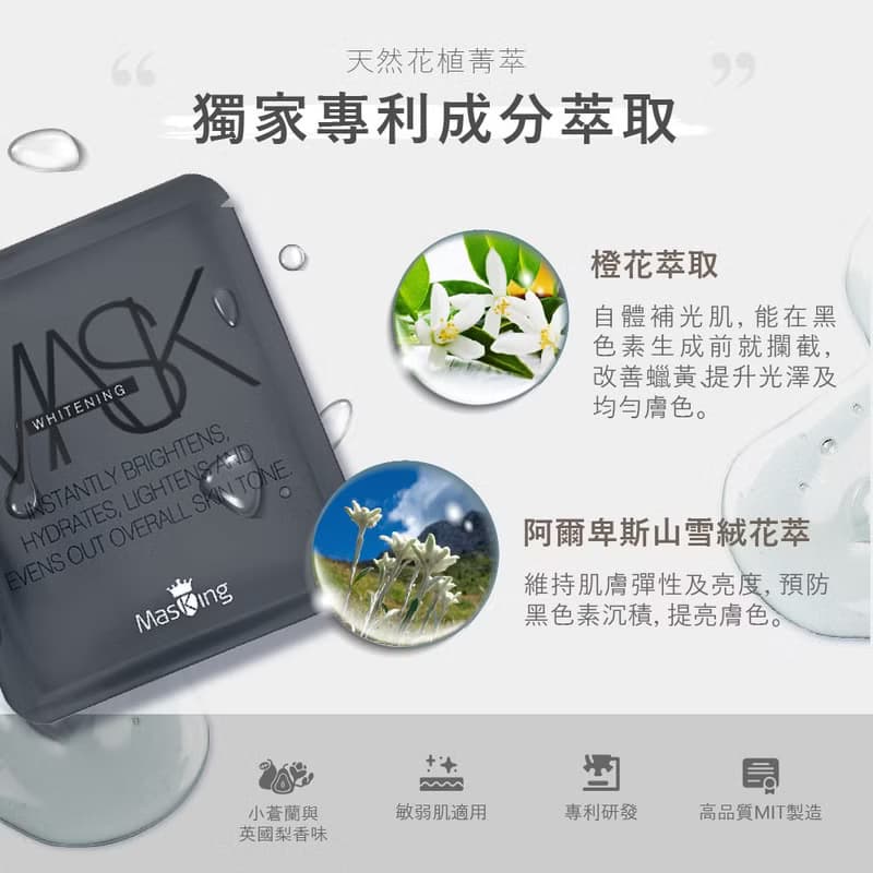 【Masking膜靚】美白透亮面膜7片  暗沉肌、黑面膜、