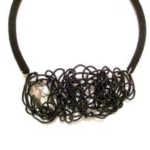 Black Party Necklace Free Motion Tubular Sculpture
