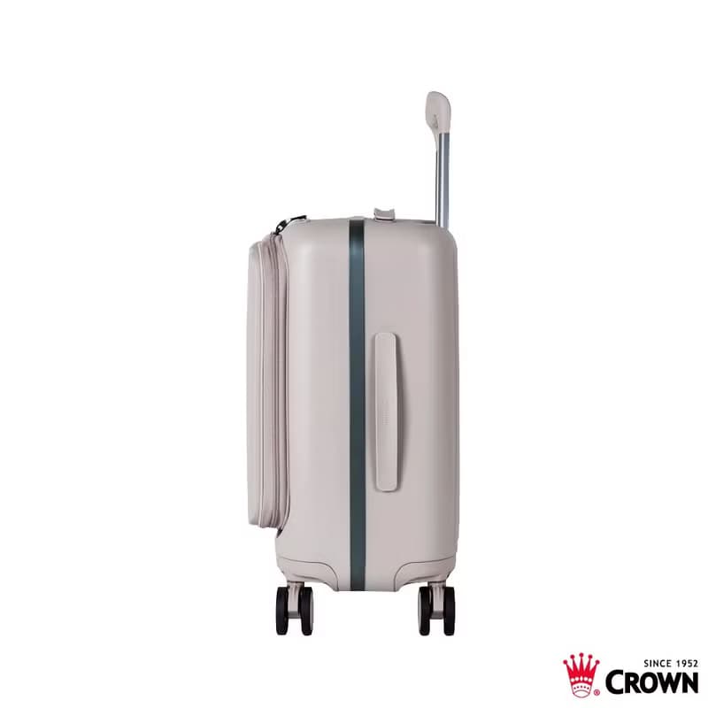 【CROWN】21吋 BOXY 前開框架拉桿箱 登機箱  燕麥奶茶色