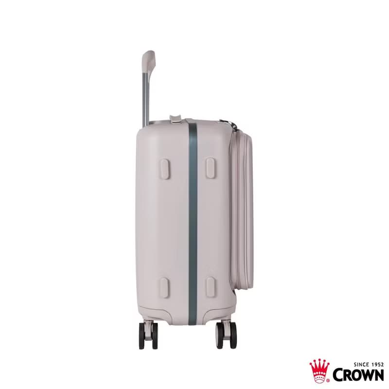 【CROWN】21吋 BOXY 前開框架拉桿箱 登機箱  燕麥奶茶色