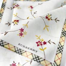 Burberry Vintage Handkerchief Small Floral Check Border 19.5 x 19.5 inches