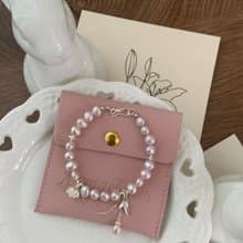 YuanPearl天然極光紫粉巴洛克珍珠手鍊優雅氣質首飾925純銀手鍊