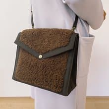 倉敷帆布　シープボア　ショルダーバッグ　バイカラー　サコッシュ　自立　軽量　ブラウン×チョコ