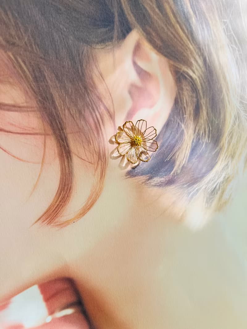 コスモス　クリア　耳飾り