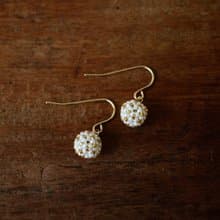 串珠耳飾_手鞠球/金色/珍珠白/beading earing