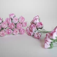 Paper flower, 50 pieces, size 1.5 x1.8  cm. budding roses, pink brush color.