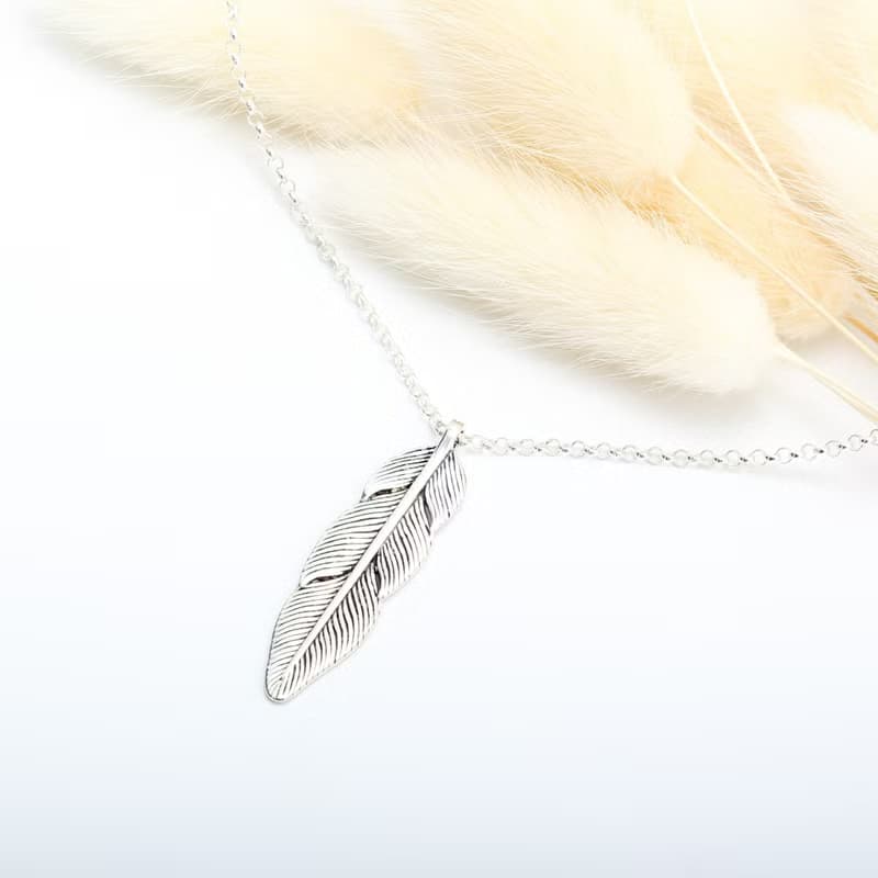 【Angel & Me】印地安 大羽毛 Feather 925 純銀 項鍊 生日 禮物