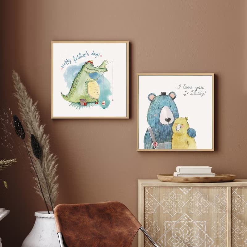 與爸爸的時刻 - 親子/方形/多彩/質感/掛畫/咖啡廳/工作室