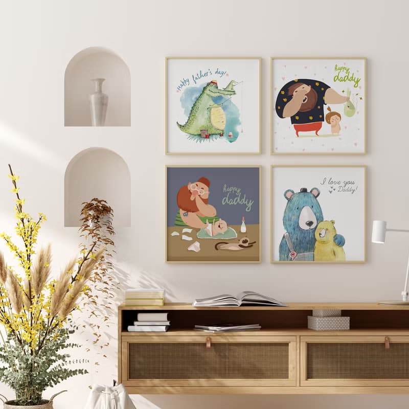 與爸爸的時刻 - 親子/方形/多彩/質感/掛畫/咖啡廳/工作室