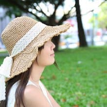 Unni蝴蝶蕾絲草帽-手工編織 帽 登山帽 防曬 草帽 遮曬 straw hat