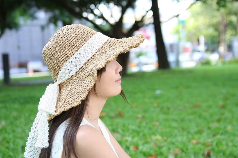 Unni蝴蝶蕾絲草帽-手工編織 帽 登山帽 防曬 草帽 遮曬 straw hat