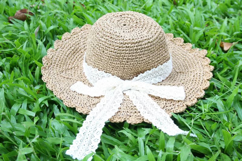 Unni蝴蝶蕾絲草帽-手工編織 帽 登山帽 防曬 草帽 遮曬 straw hat