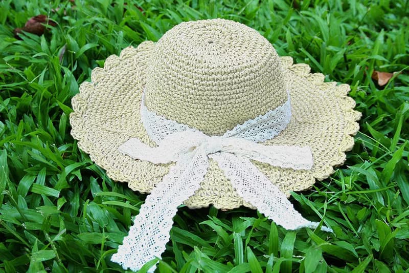 Unni蝴蝶蕾絲草帽-手工編織 帽 登山帽 防曬 草帽 遮曬 straw hat