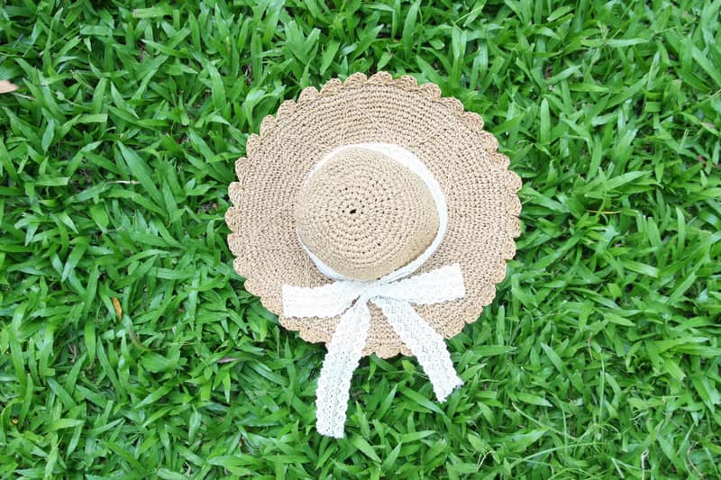 Unni蝴蝶蕾絲草帽-手工編織 帽 登山帽 防曬 草帽 遮曬 straw hat